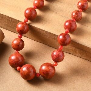 NWOT Sponge Coral Beaded Necklace in Platinum Bond 20 Inches